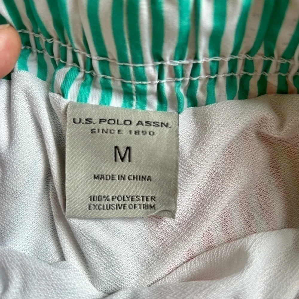 🦋 U.S. Polo Assn. Colorful Vertical Stripe Pocket Swim Shorts Trunks Medium